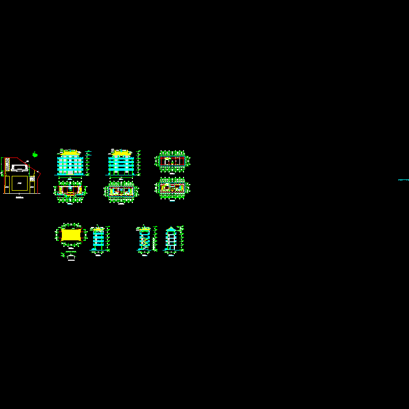 [CAD]藏经楼建筑方案设计图纸，共8张.dwg