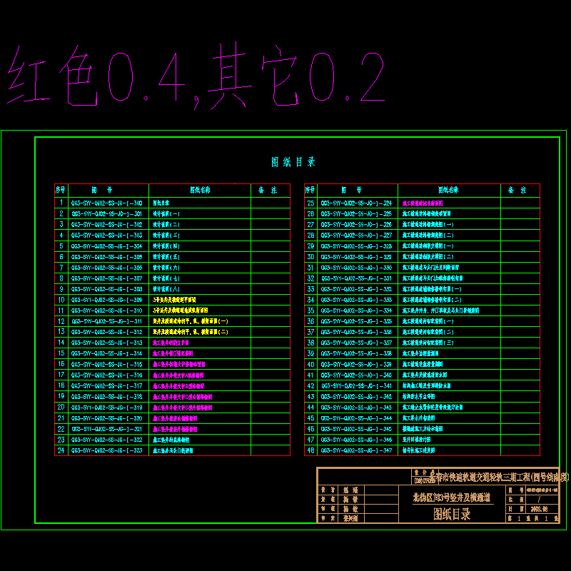 00-某竖井图纸目录.dwg