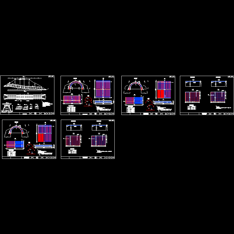 钢筋混凝土拱涵CAD施工图纸(钢筋布置图)(dwg)