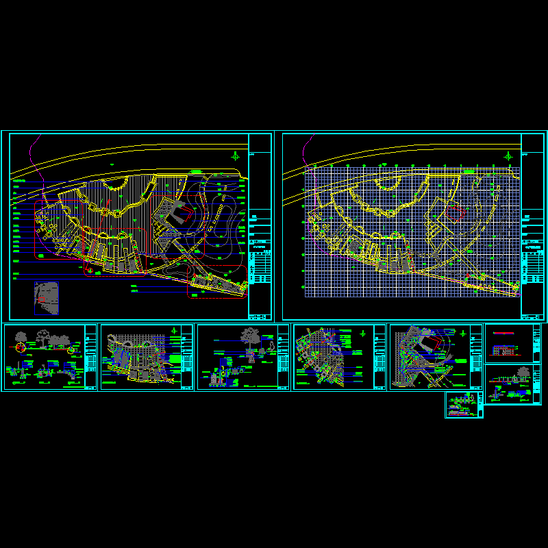 中心广场CAD施工图纸，共10张图纸(总平面)(dwg)