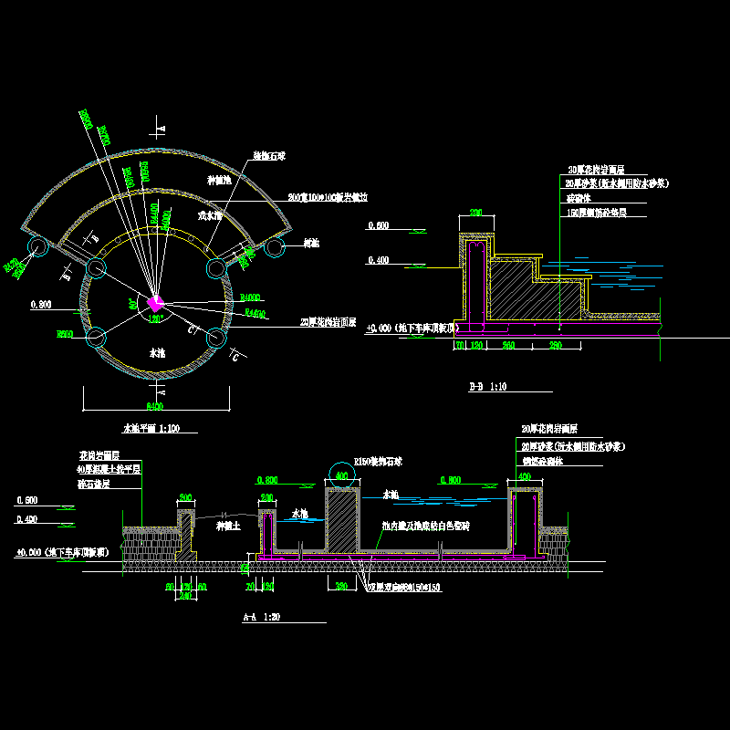 特色水池施工dwg格式CAD图纸(平面图)