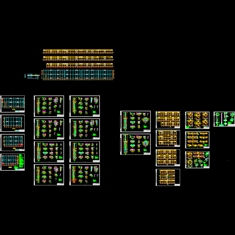 生产线厂房型钢组合柱支撑节点构造CAD详图纸，共22张.dwg