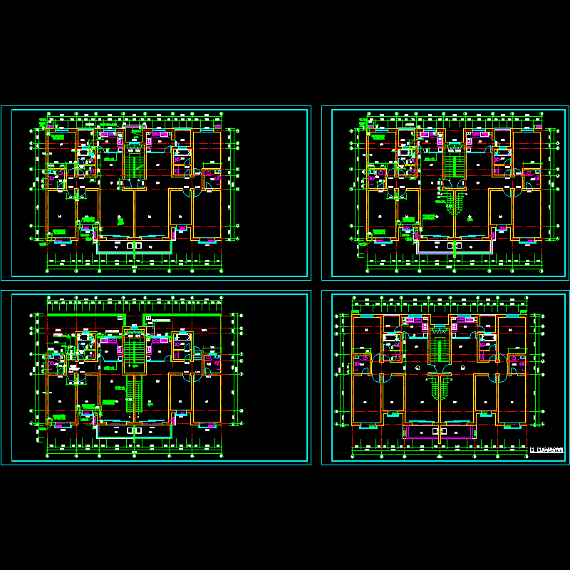 住宅平面户型设计CAD图纸(dwg)