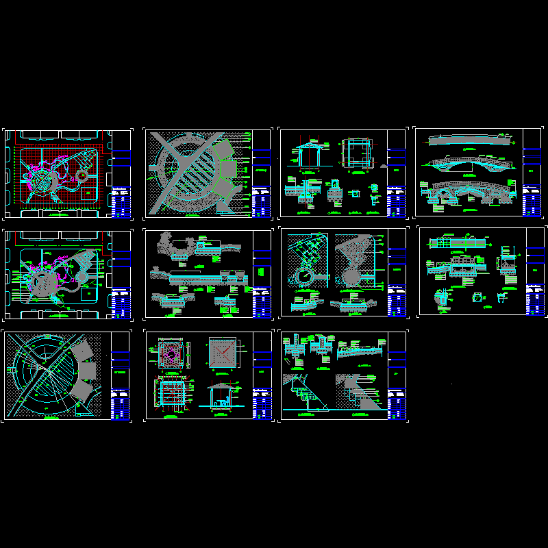 小区宅间绿地广场的全套CAD施工图（总共11页图纸）.dwg