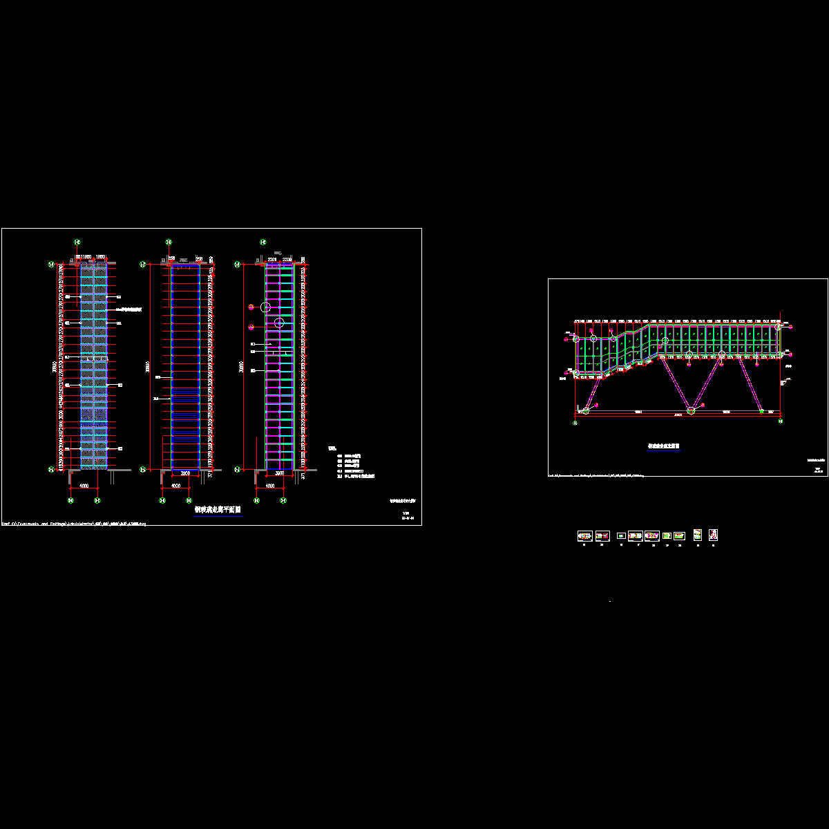 钢玻璃走廊结构CAD施工图纸(二级结构安全).dwg