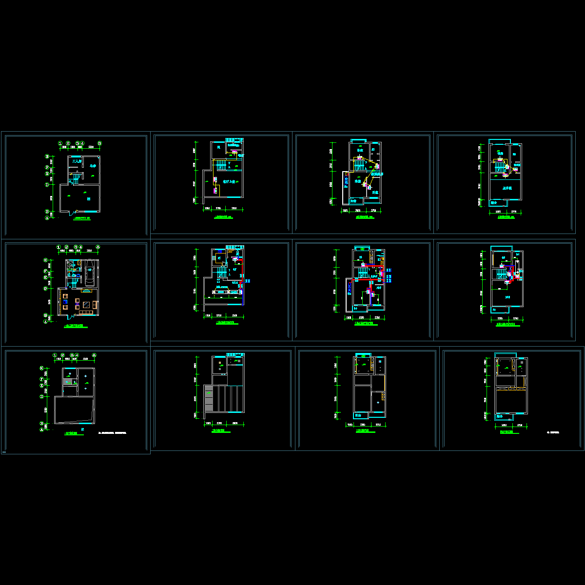 联排建筑中央空调系统设计CAD施工图纸（空调电气）.dwg