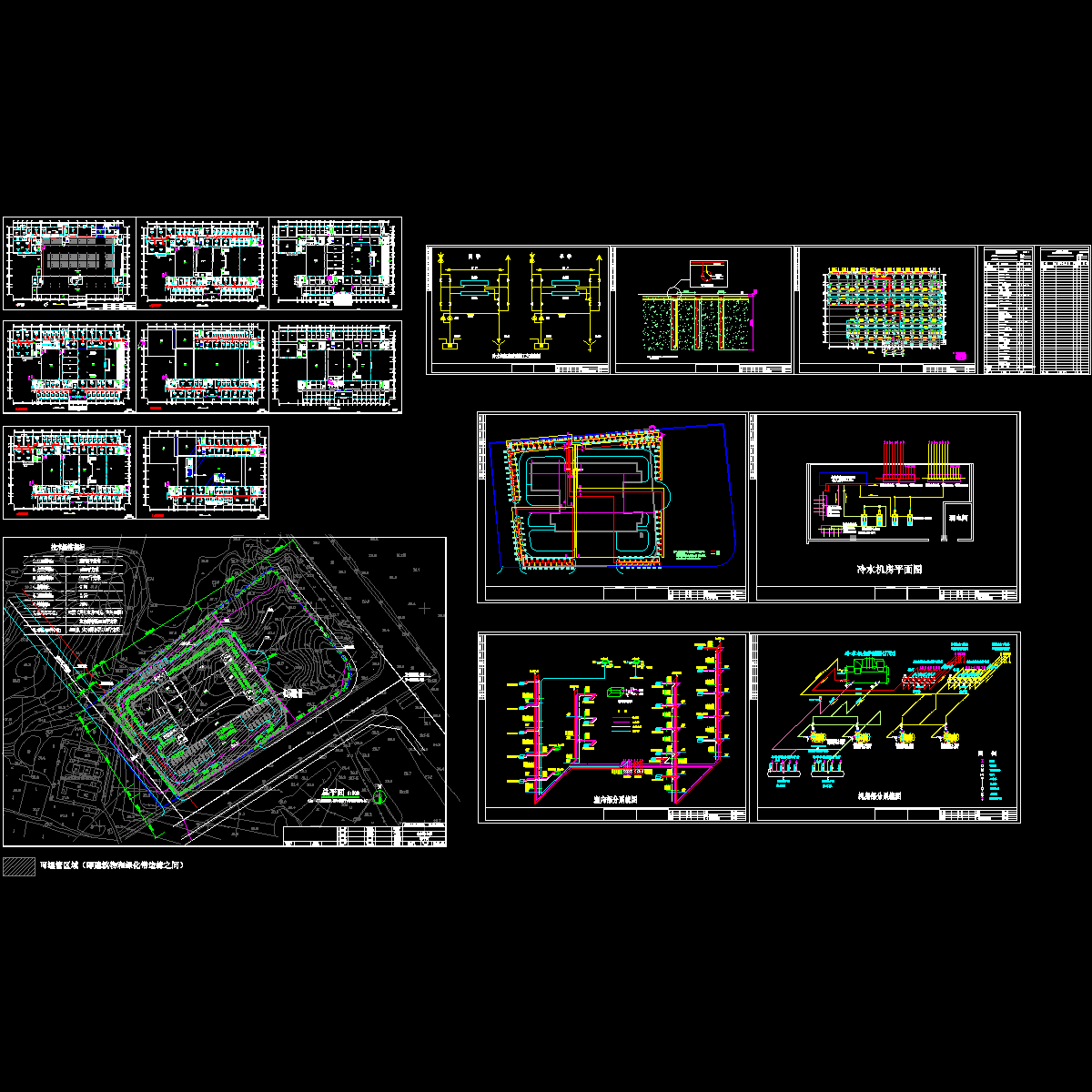 [CAD]埋管热泵工程图纸（主机制冷量1070.3kw）.dwg