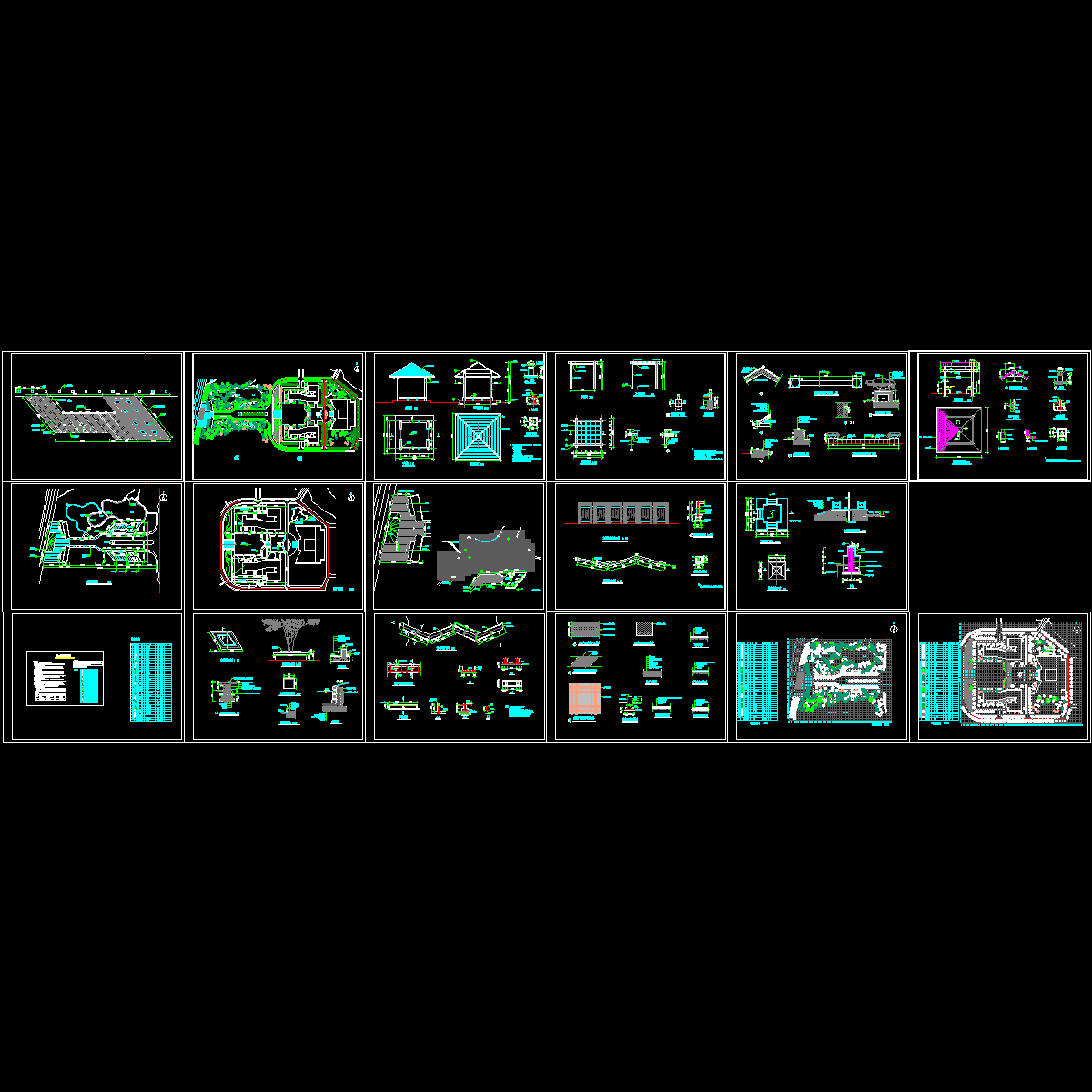 [CAD]学院景观绿化工程全套施工大样图.dwg