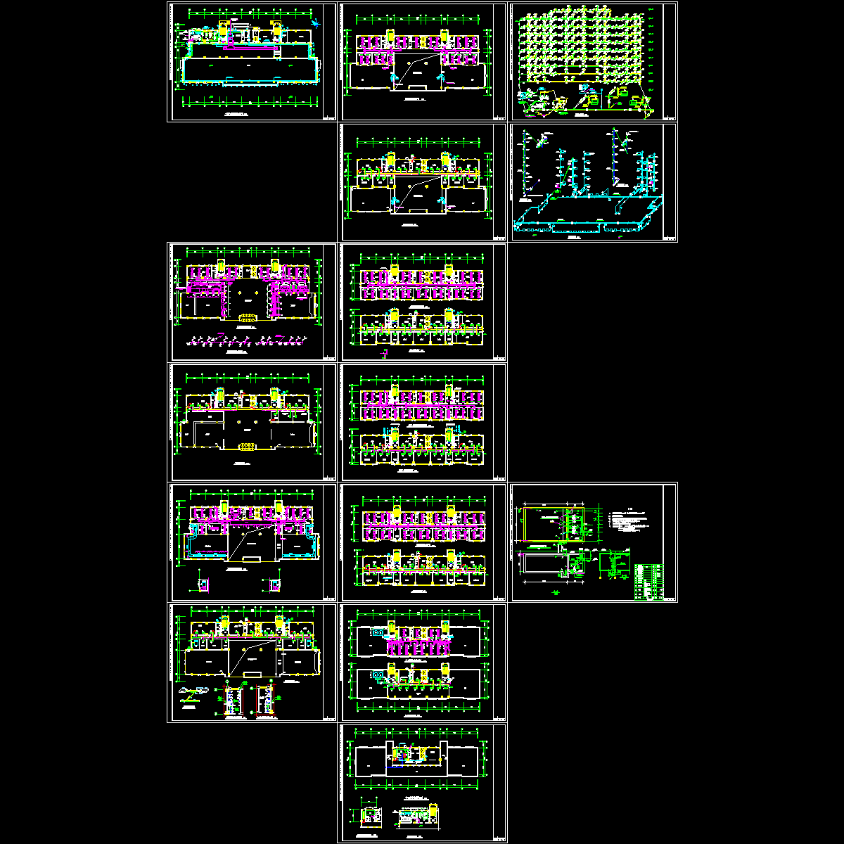 [CAD]12层办公楼空调施工图纸，共15张.dwg