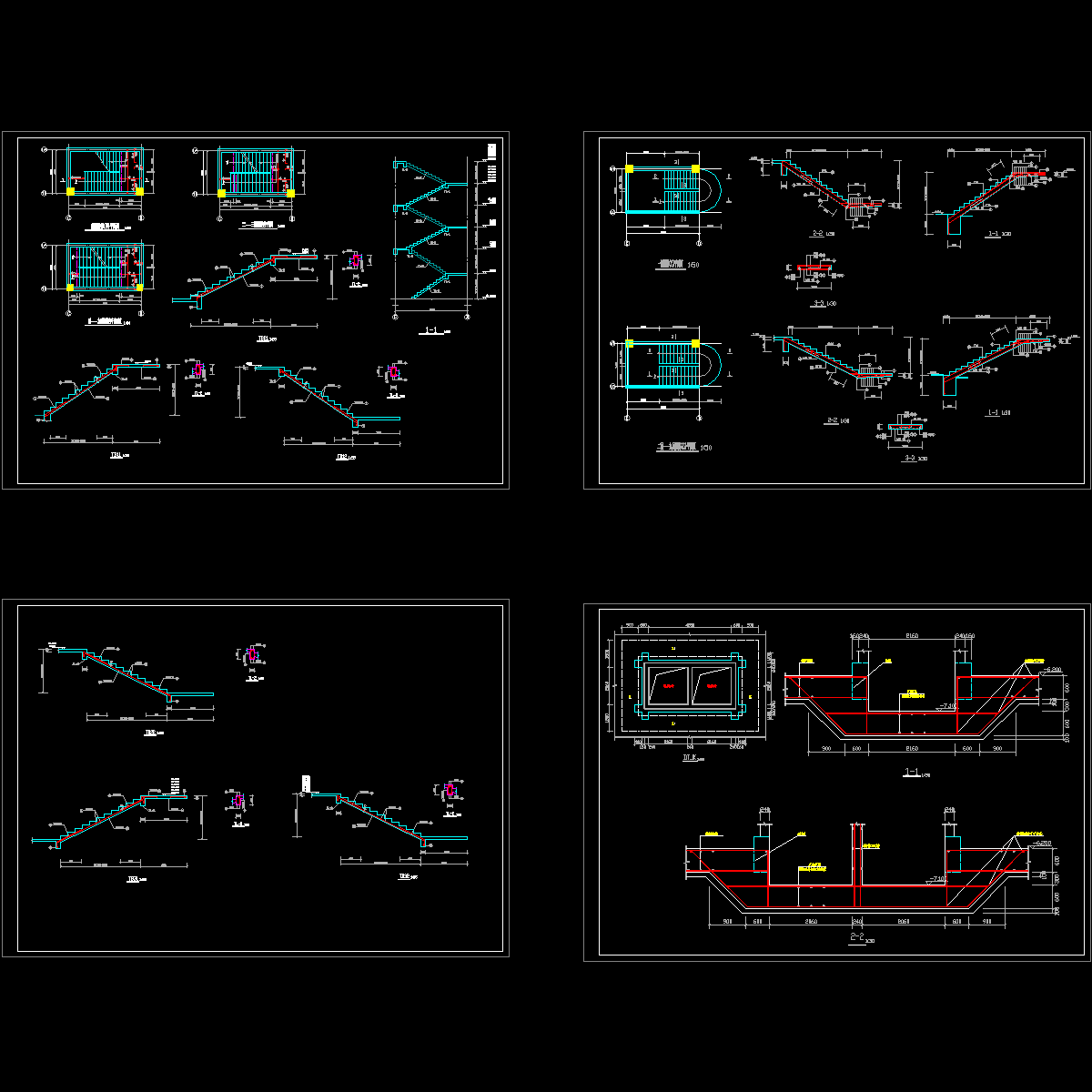 楼梯施工图,楼梯详图及电梯井基坑详图.dwg