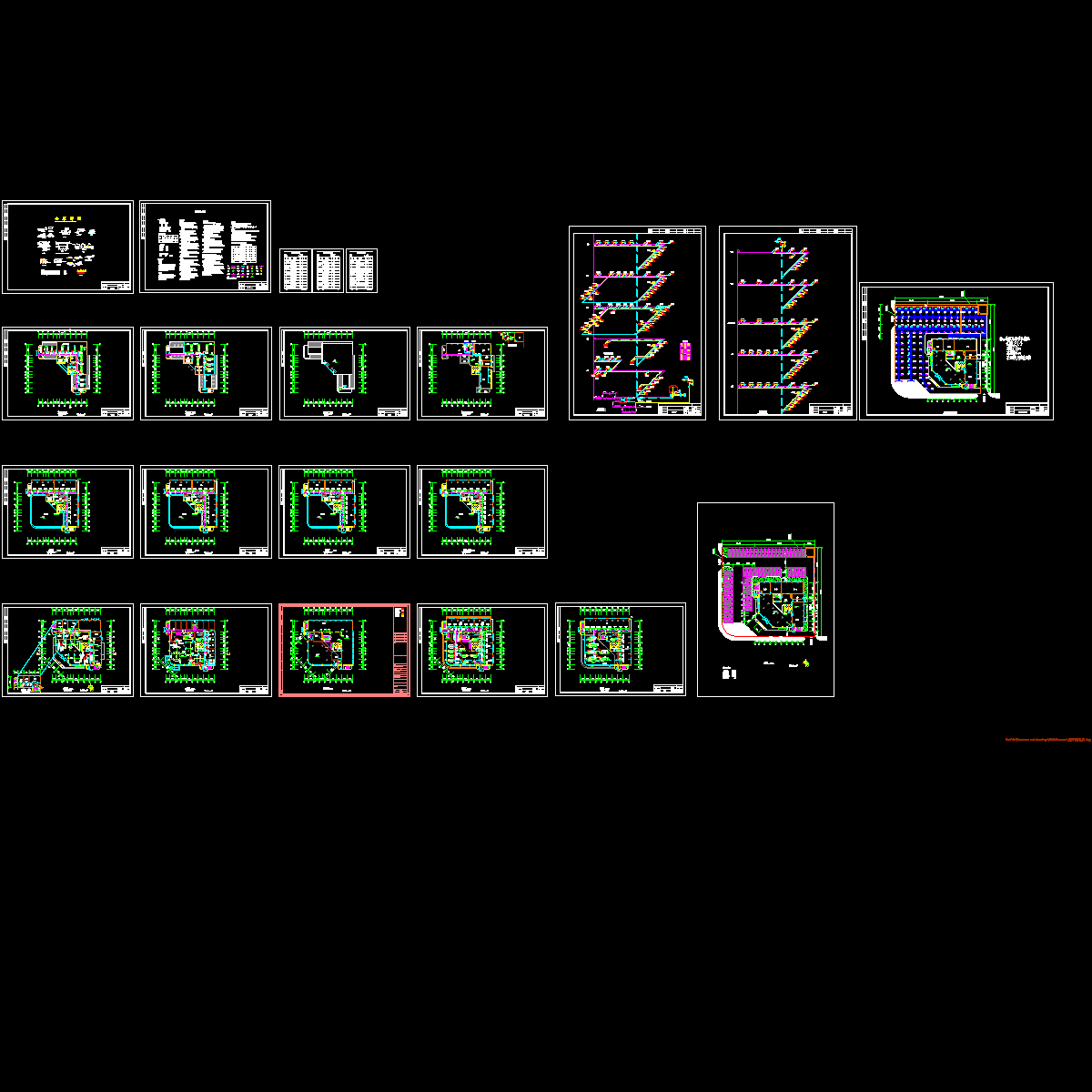 [CAD]15层大厦空调施工图纸，共19张图.dwg