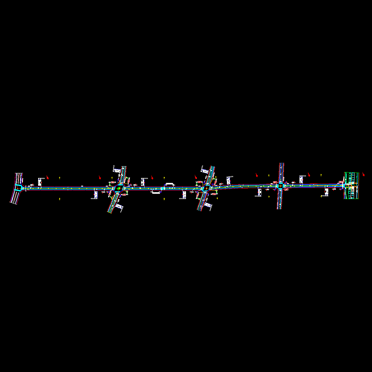 城市双向四车道交通工程全套CAD施工图纸.dwg