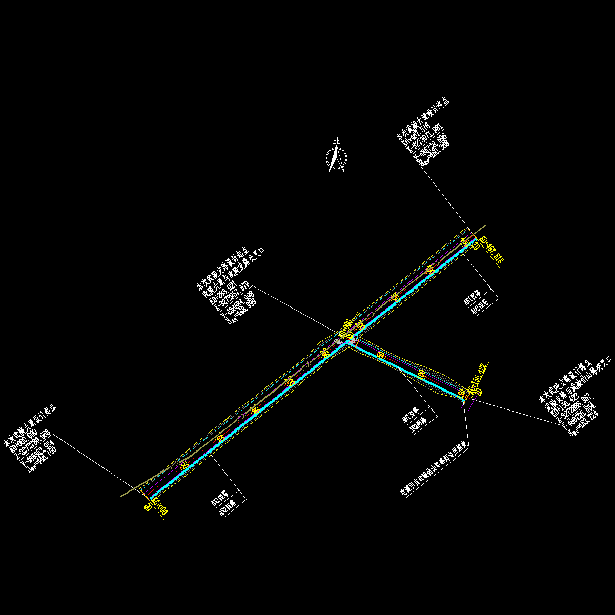 多路幅宽度两车道城市支路照明工程全套CAD施工图纸（道路全长467米）.dwg