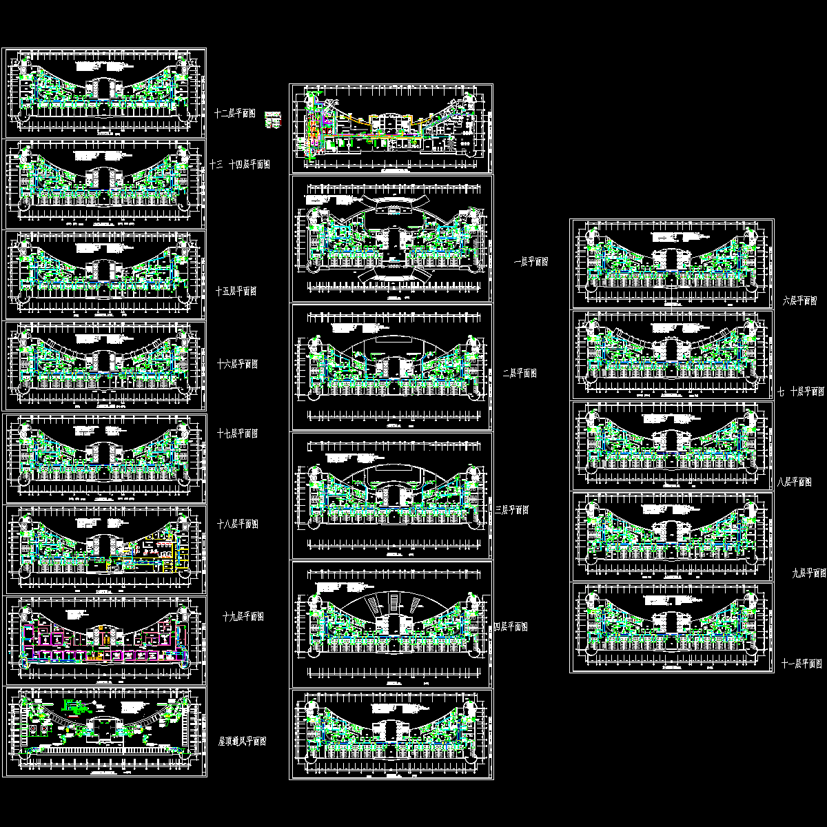 [CAD]上19层医院通风图纸（总共19页图纸）.dwg