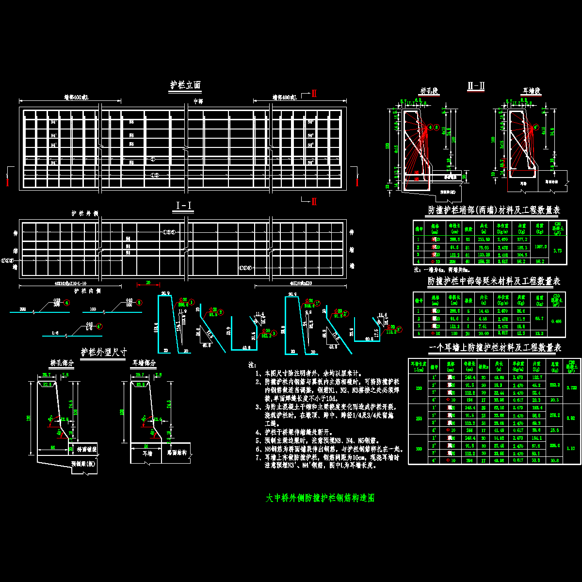 大中桥外侧防撞护栏钢筋构造图-90.dwg