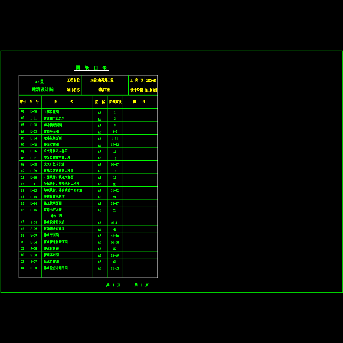 图纸目录1.dwg