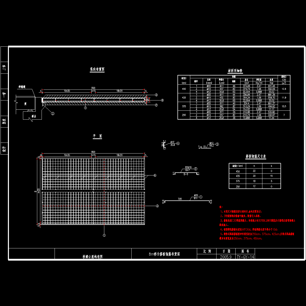 ty-gy-14 8m桥台搭板钢筋布置图.dwg