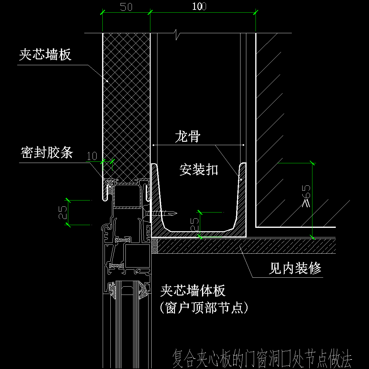 复合夹心板的门窗洞口处节点做法cad