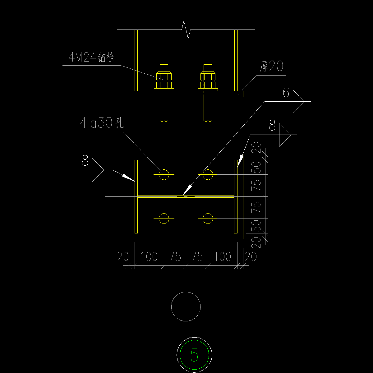 350x250铰接柱脚节点构造详图.dwg