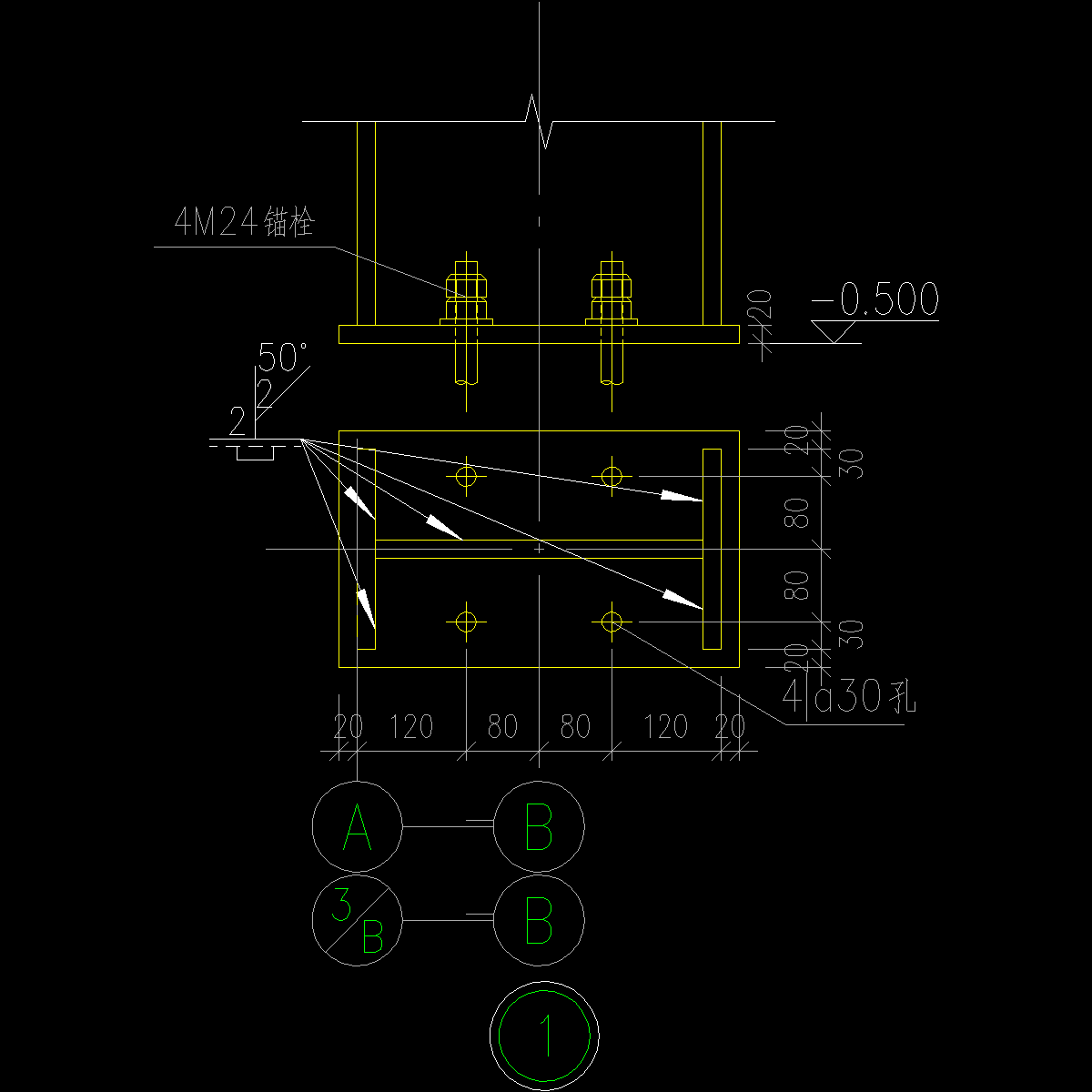 400x220铰接柱脚节点构造详图.dwg