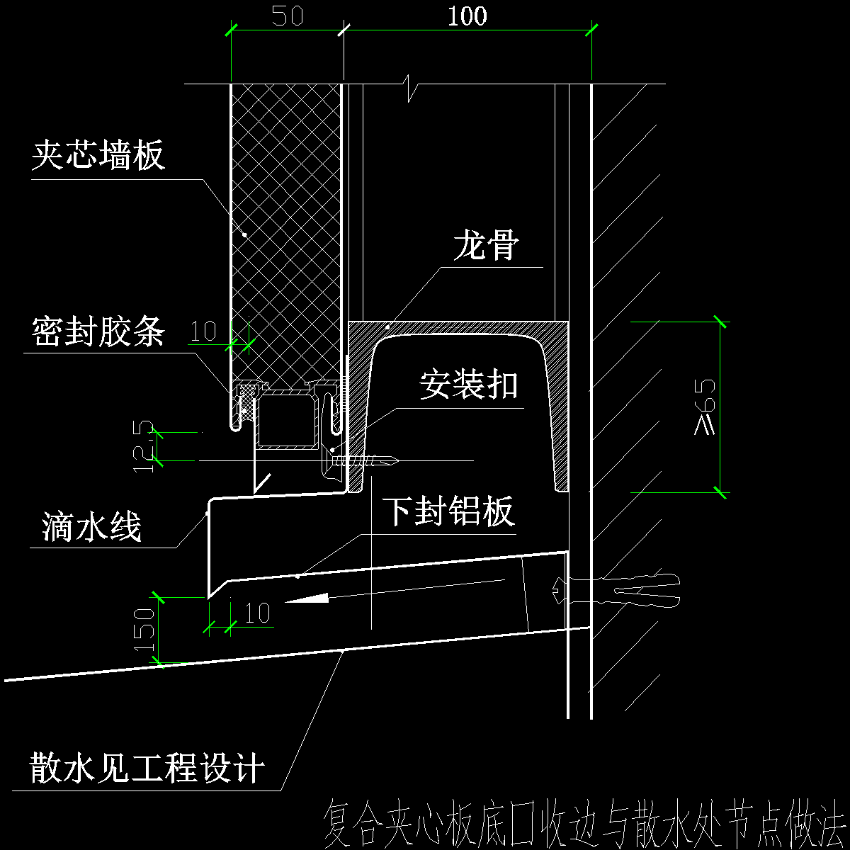 复合夹心板底口收边与散水处节点做法_cad