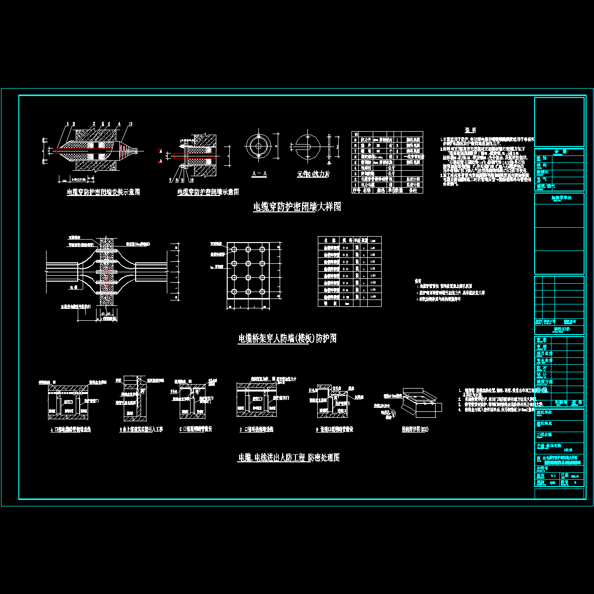 电施r-10电缆穿防护密闭墙大样图.dwg