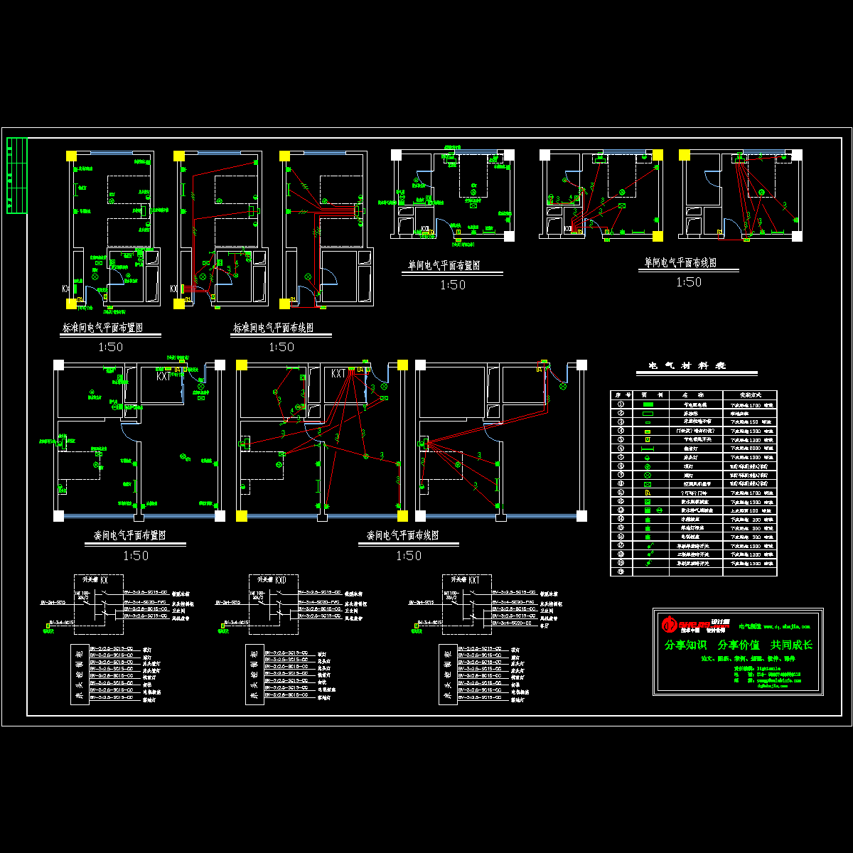 典型客房电气布置图纸.