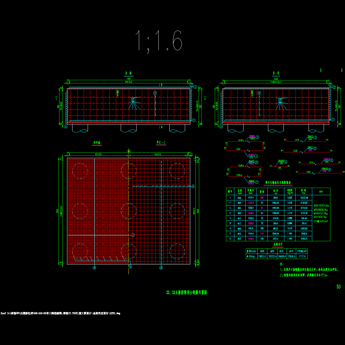 53、新虹桥x2、x3主桥桥墩承台钢筋布置图.dwg