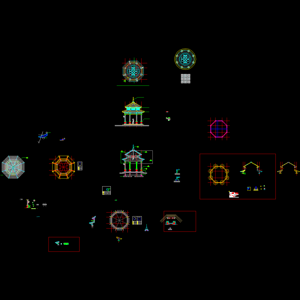 js-01~2高端景观亭一结构图.dwg