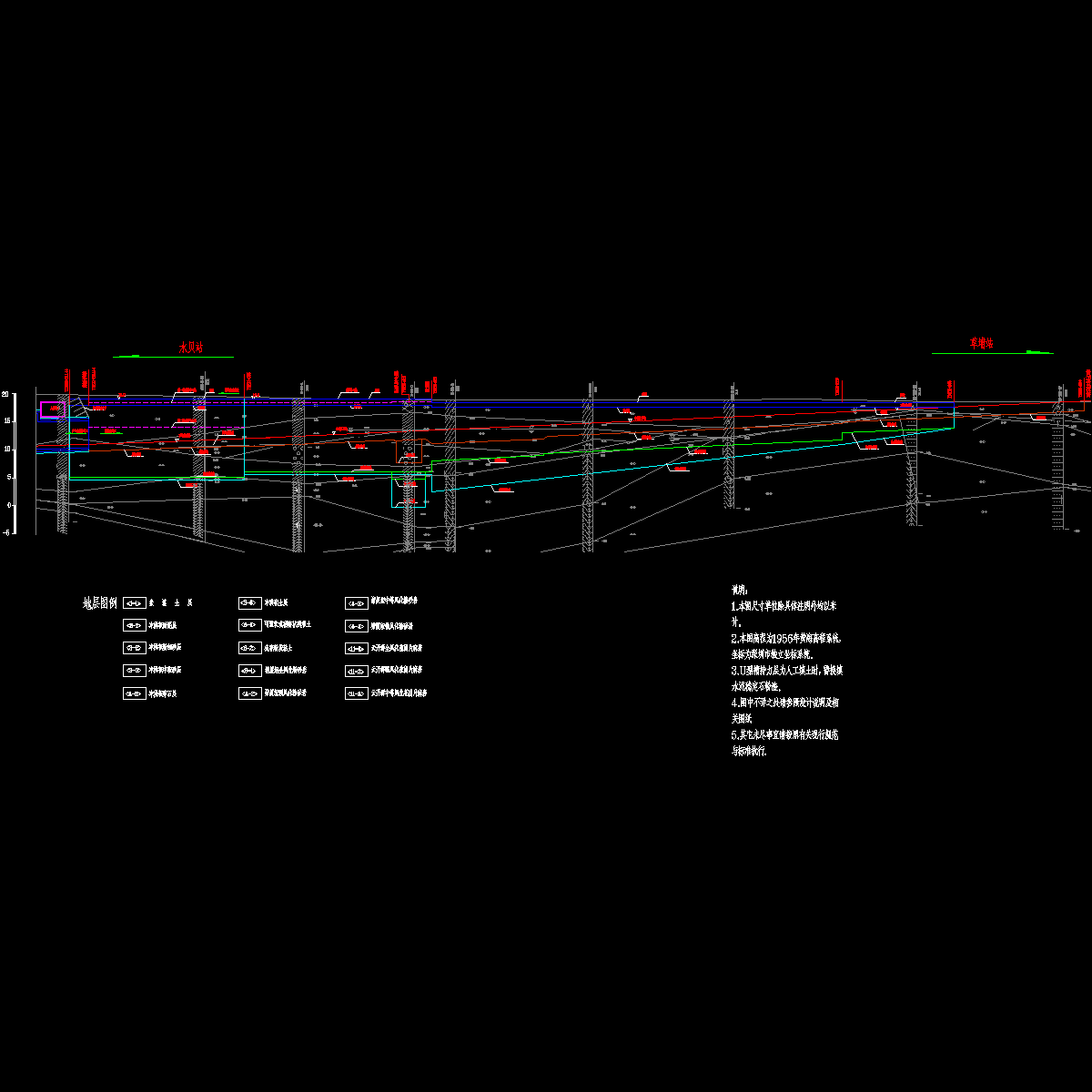 地铁区间深基坑地质纵断面CAD图纸
