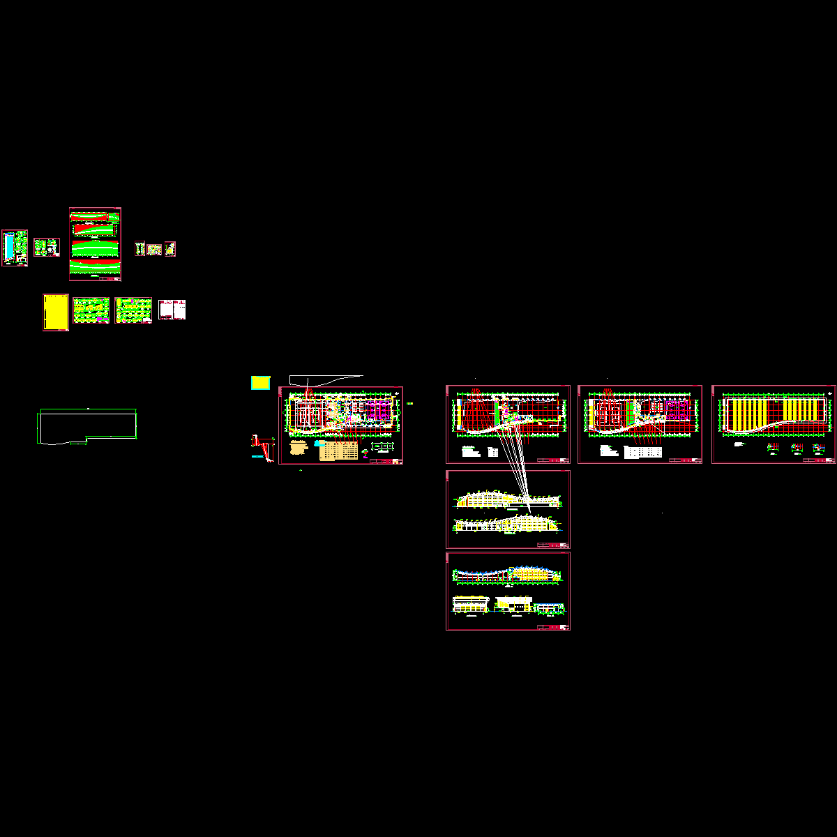 训练馆一层平面图、卫生间、看台详图、立面图、门窗图.dwg