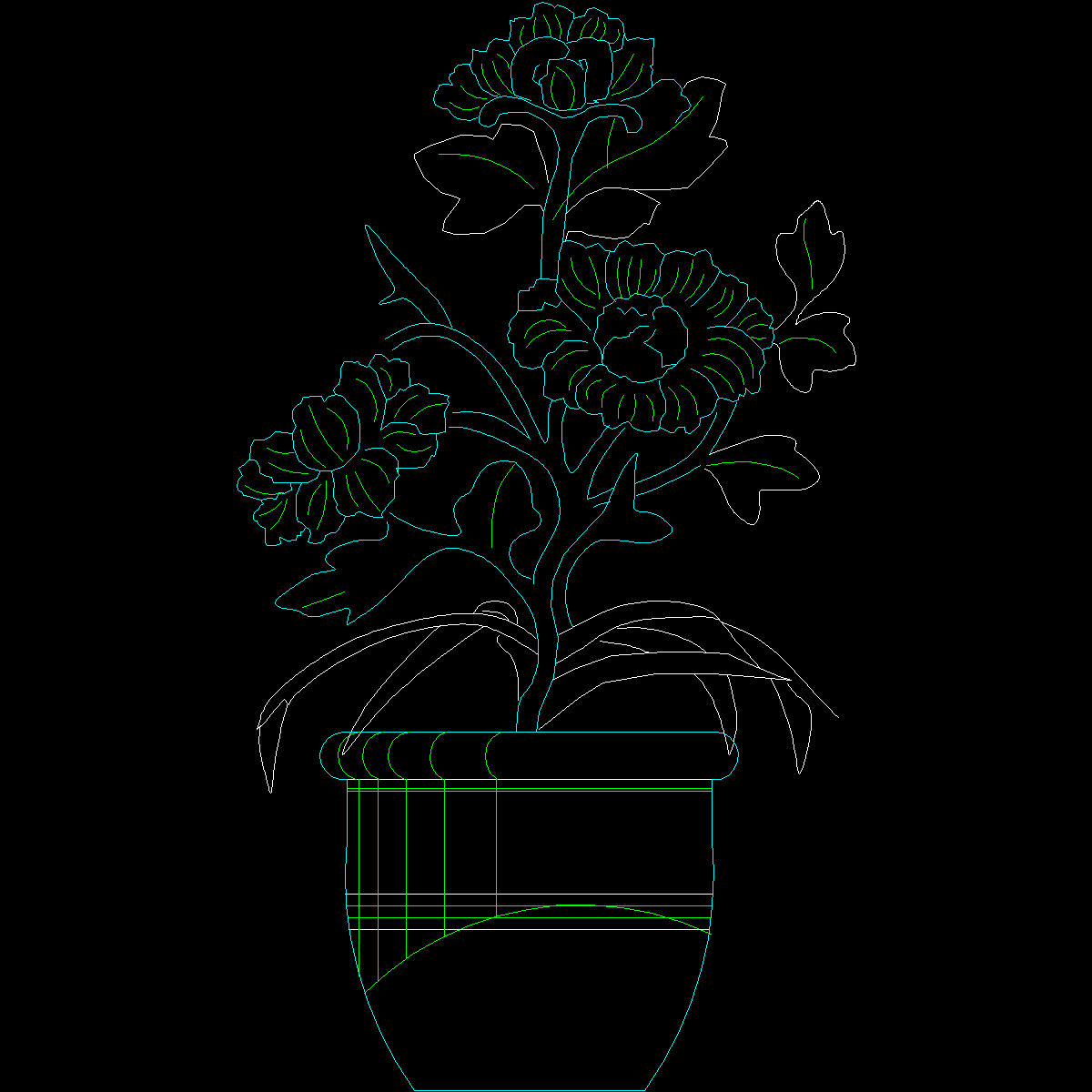 [CAD]盆栽植物图纸块1