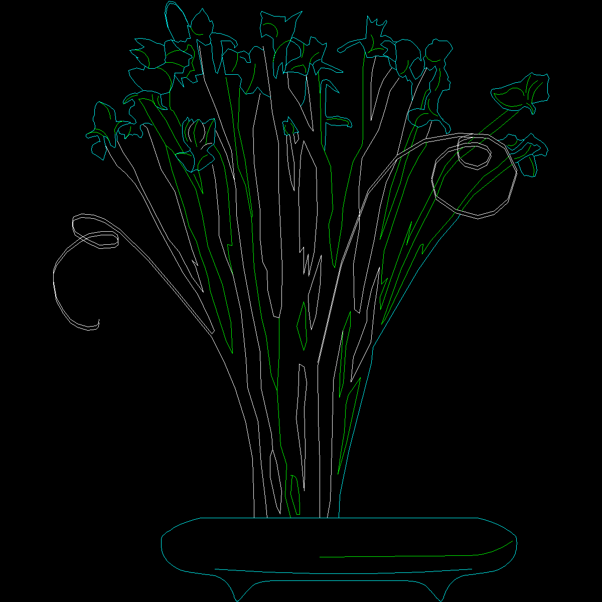 [CAD]盆栽植物图纸块10