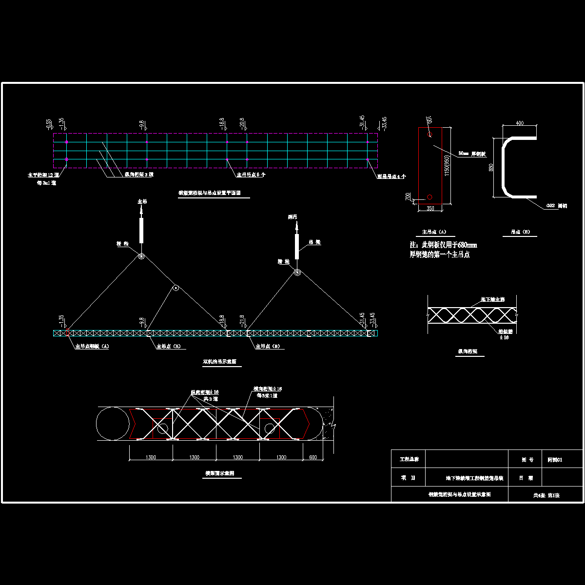 附图1 钢筋笼桁架与吊点设置示意图.dwg1.dwg