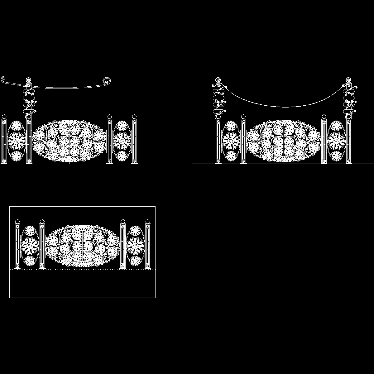 [CAD]铁艺门图纸块