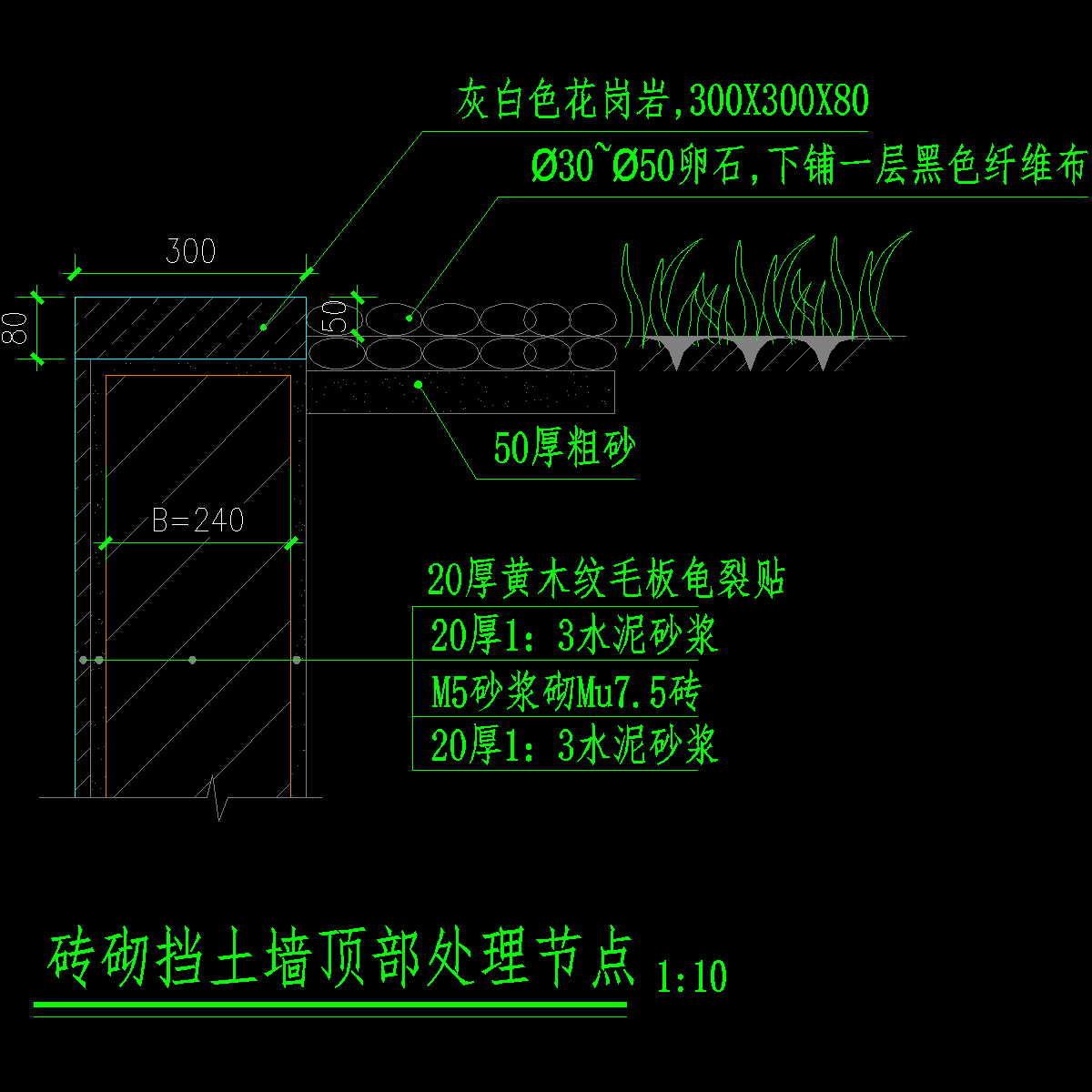 砖砌挡土墙顶部处理节点2.dwg