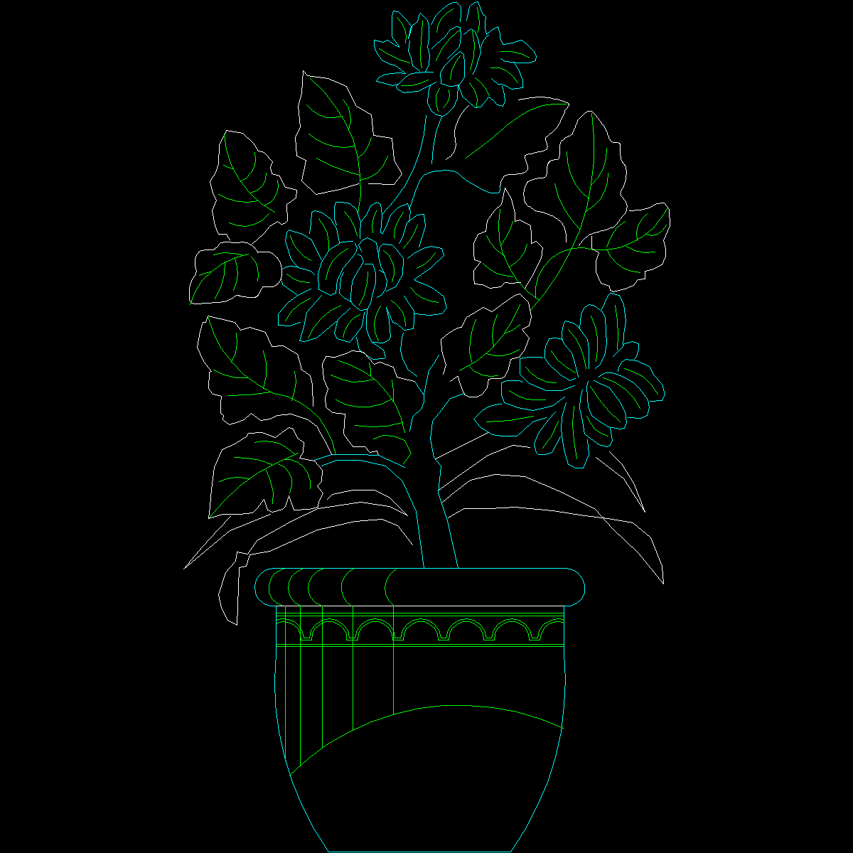 [CAD]盆栽植物图纸块2