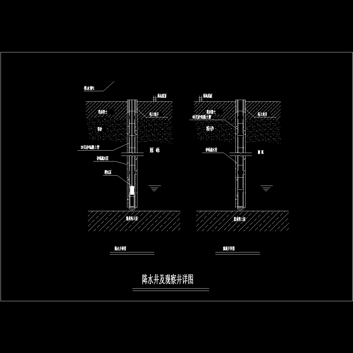 降水井及观察井CAD详图纸