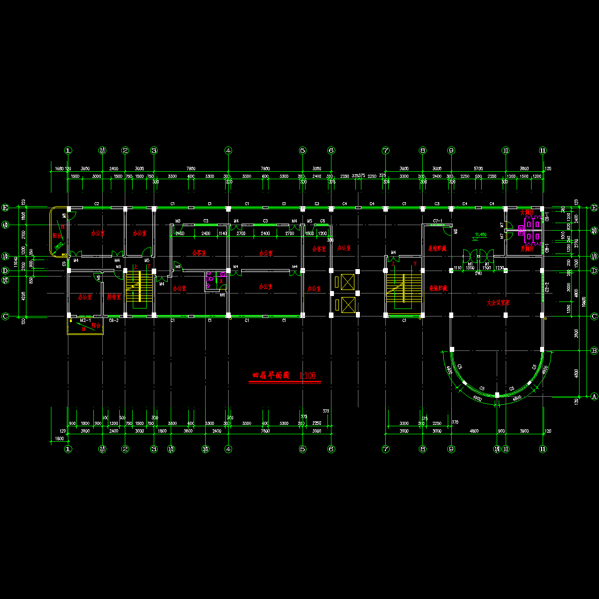 办公楼四层平面图.dwg