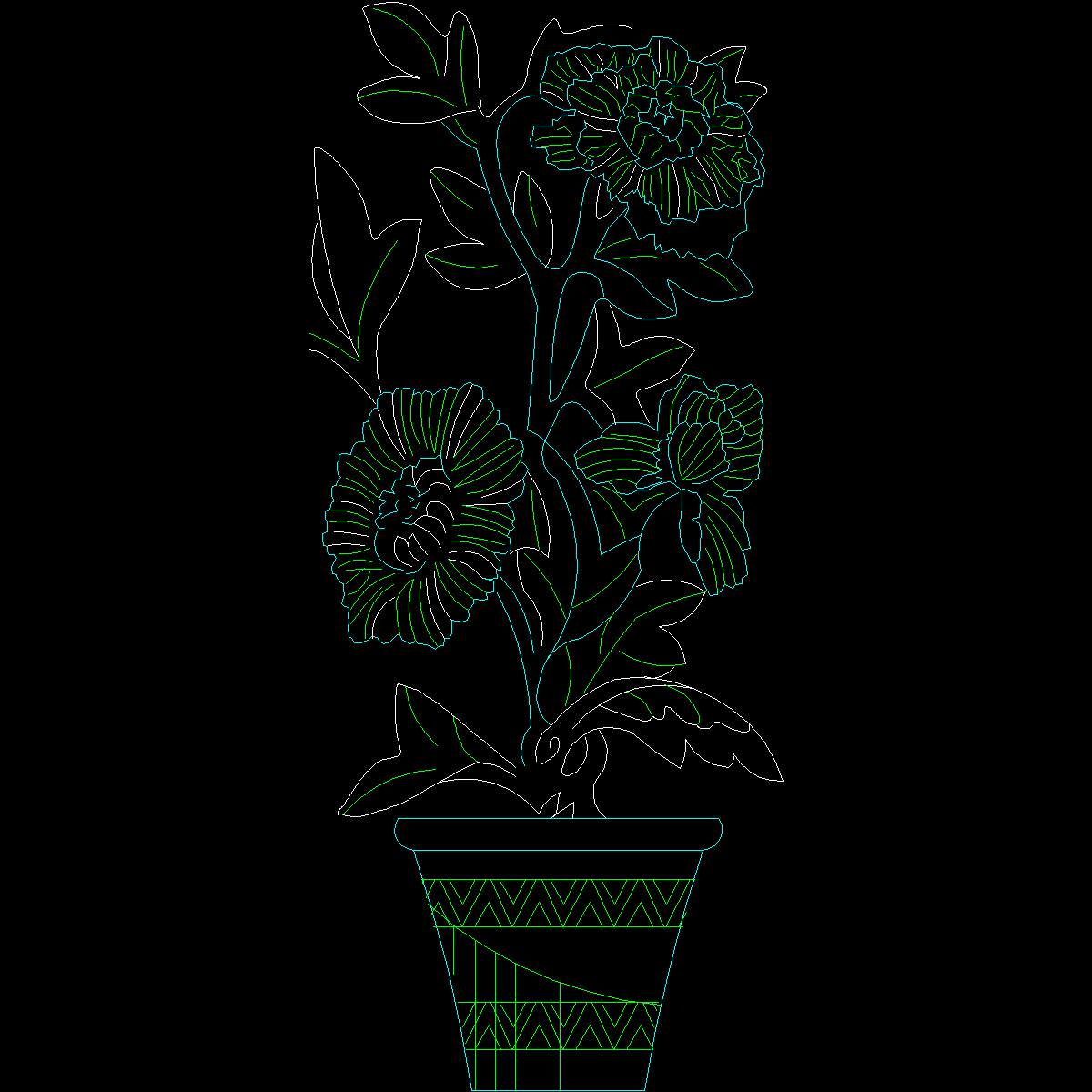 [CAD]盆栽植物图纸块4