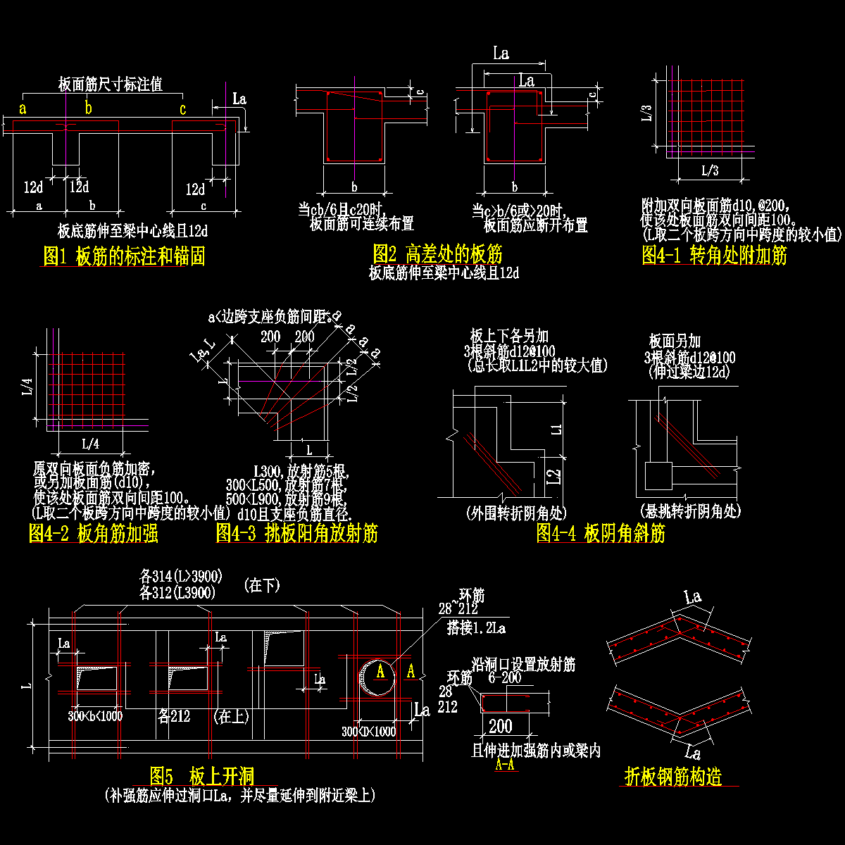 板筋相关构造CAD详图纸