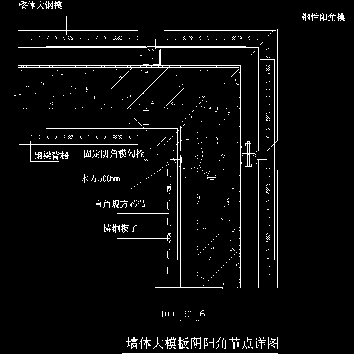 国内住宅项目墙体大模板阴阳角节点详图纸cad