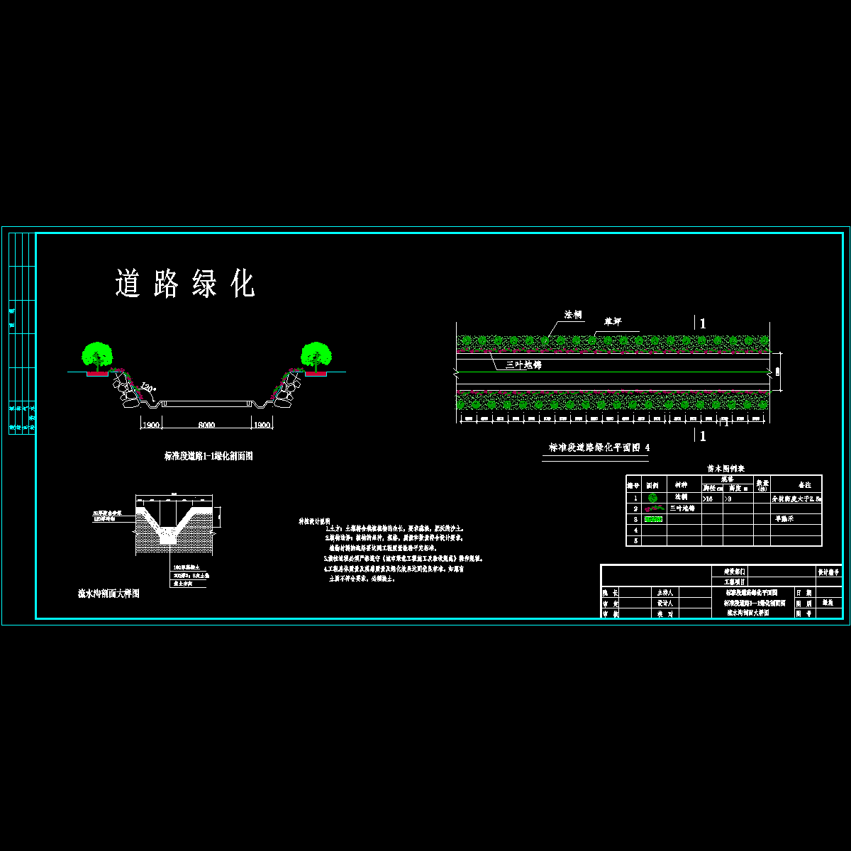 道路标准段绿化设计 - 1