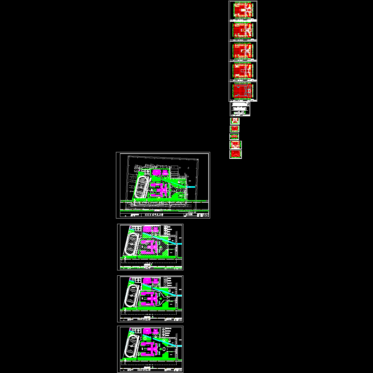 4层城市小学总体规划及单体方案设计初设图纸cad平面图