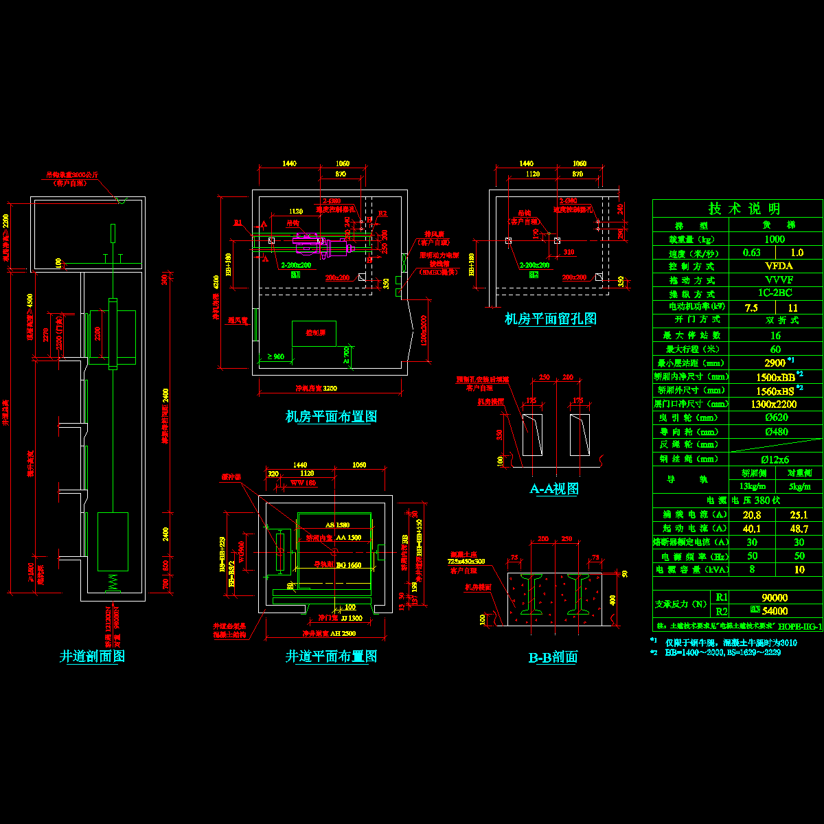 003-1t货梯单开门1米速度(1400~2000)).dwg