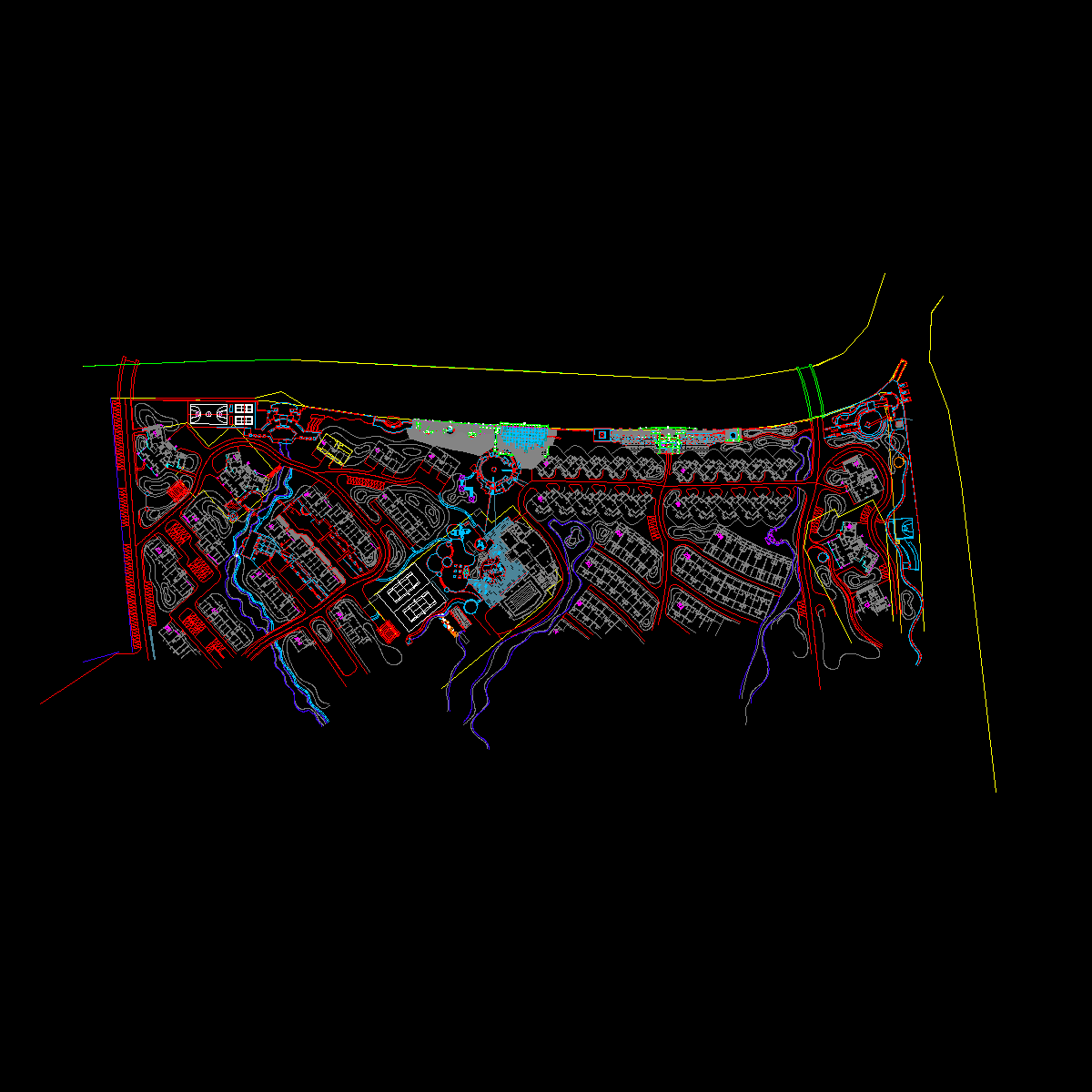 小区三个组团方案_CAD