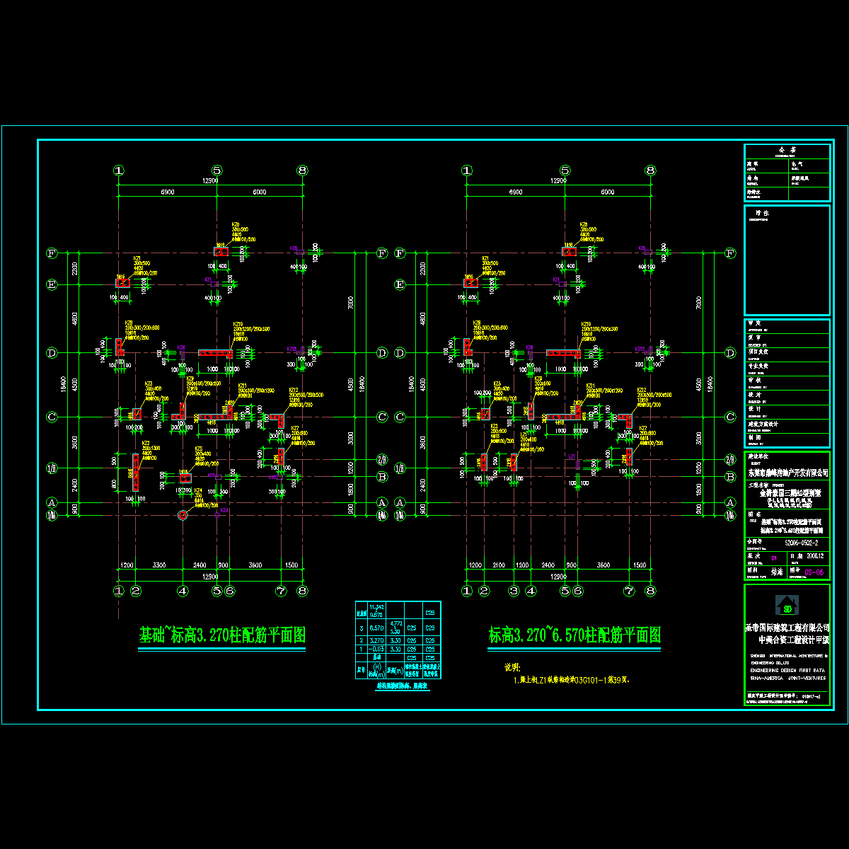 gs-a2-05 基础~标高3.270柱配筋平面图 标高3.270~6.570柱配筋平面图.dwg