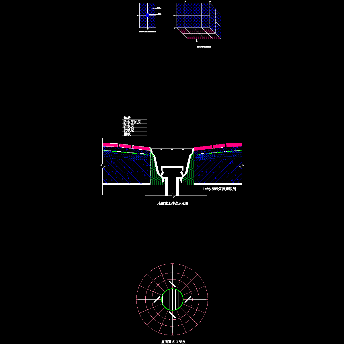 工程地漏施工节点示意图纸cad