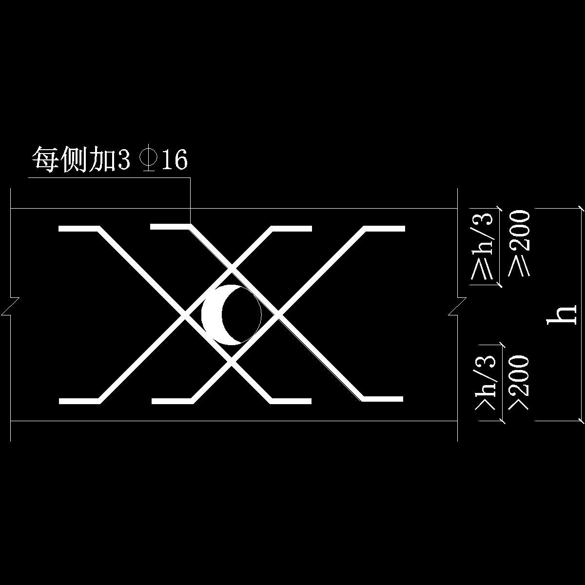 梁上开孔附加筋示意图纸cad节点详图