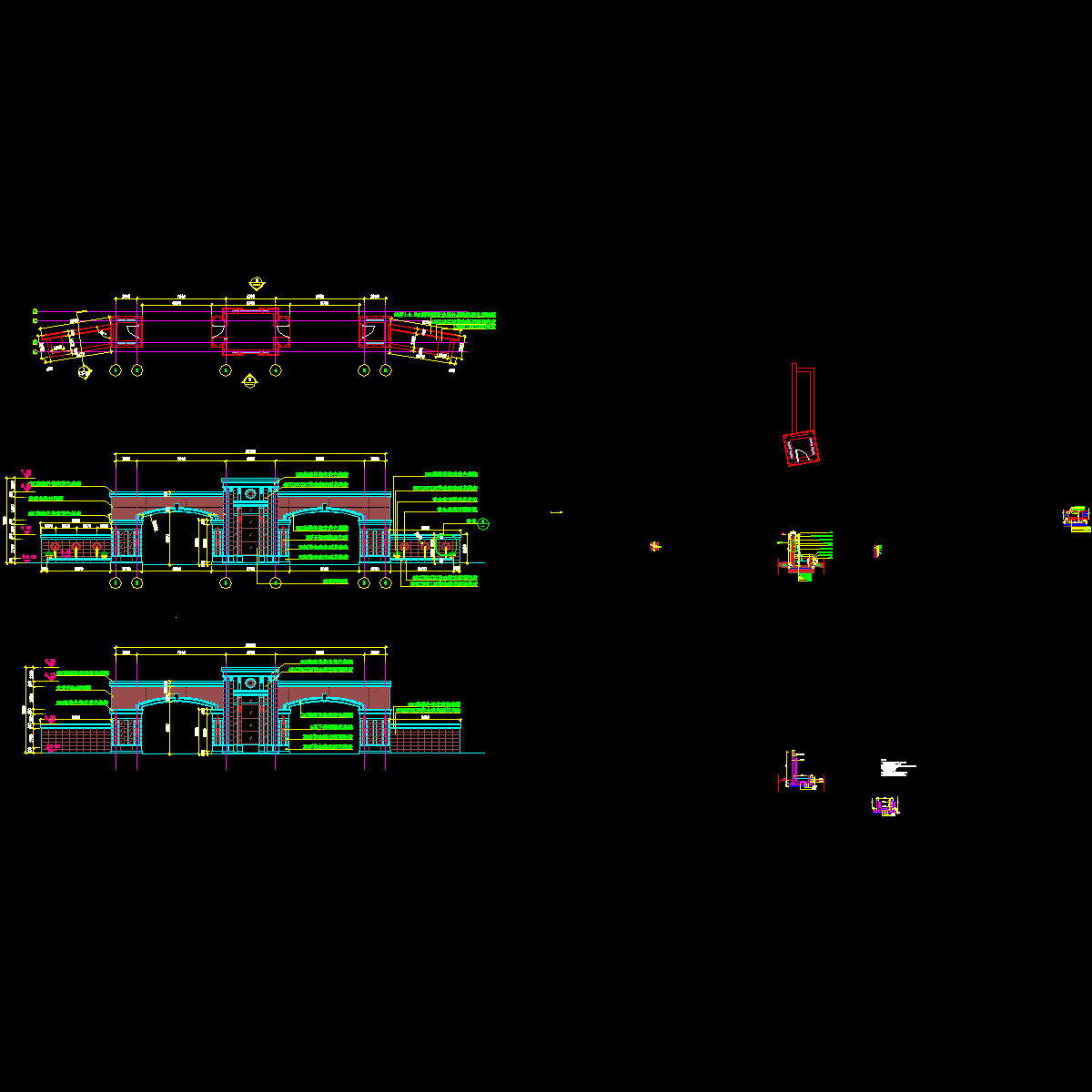-01小区入口门房水景墙详图.dwg